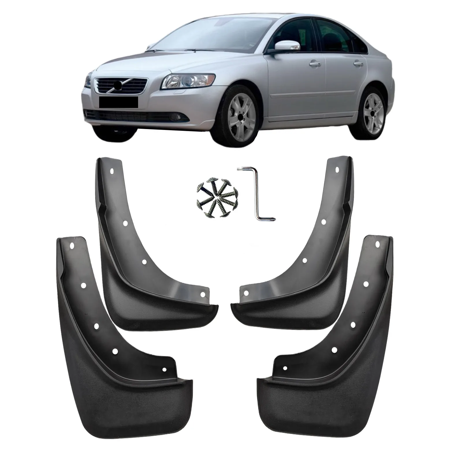 Mud Flaps for Volvo S40 2nd Gen Facelift R-Design Sport Edition 2007-2013 4pcs Car Mudguards All-Weather Protection,Durable Mate