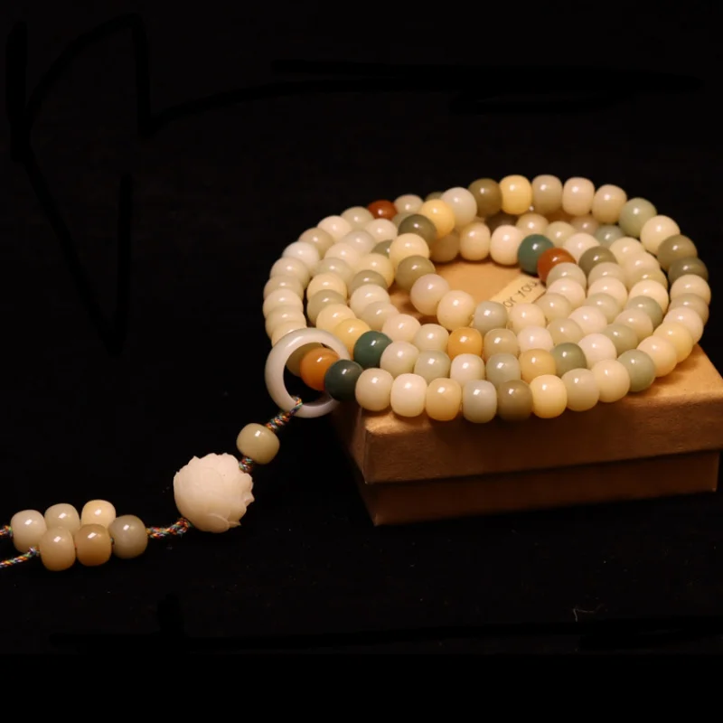 Original Ecology Duobao Bodhi Old Barrel Beads108Neck Lanyard 108Macaron Candy Duobao Bodhi Seed