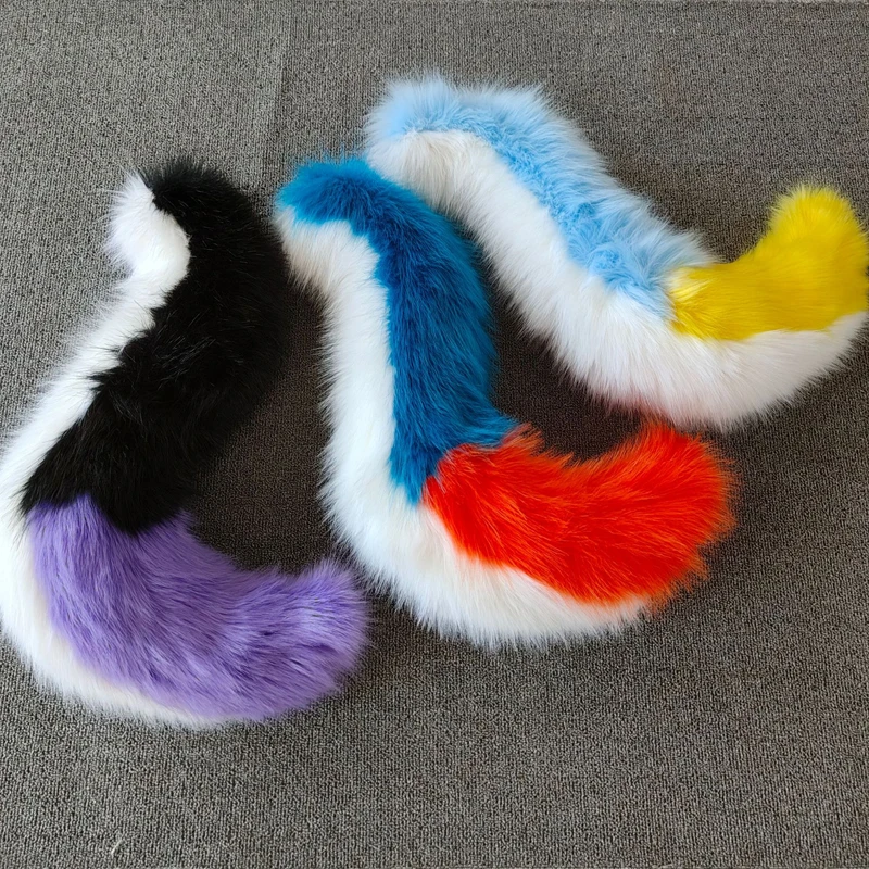 

Fluffy Plush Fox Tails Big Colorful Faux Fur Tail Fursuit Furry Wolf Tail Halloween Night Party Lolita Anime Role Play Cosplay