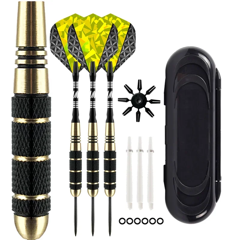 3 Pcs 24g Grams Darts With Box Professional Copper Black Nickel Steel Needle Tip Dart With Nice Flight And Aluminum Darts Shafts