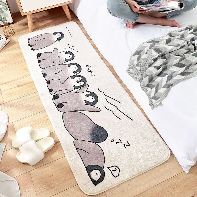 Cartoon Creative Bedroom Long Rug Super-density Fluffy Bedside Carpet with Absorbent Non-slip Bathroom Doormat Area Rugs