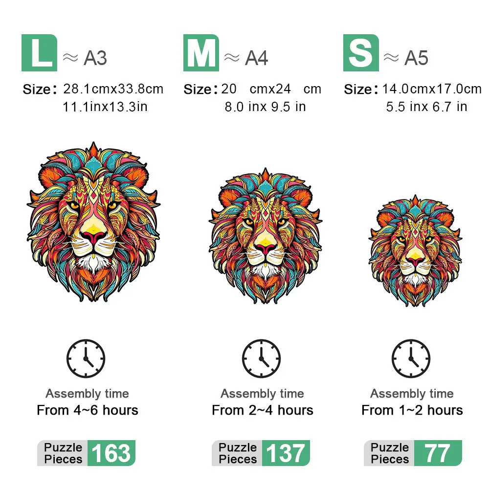 ปริศนา3D ส่วนบุคคลทำจากไม้รูปสิงโตของขวัญสำหรับผู้ใหญ่เกมของเล่นสำหรับเด็กเพื่อการศึกษา