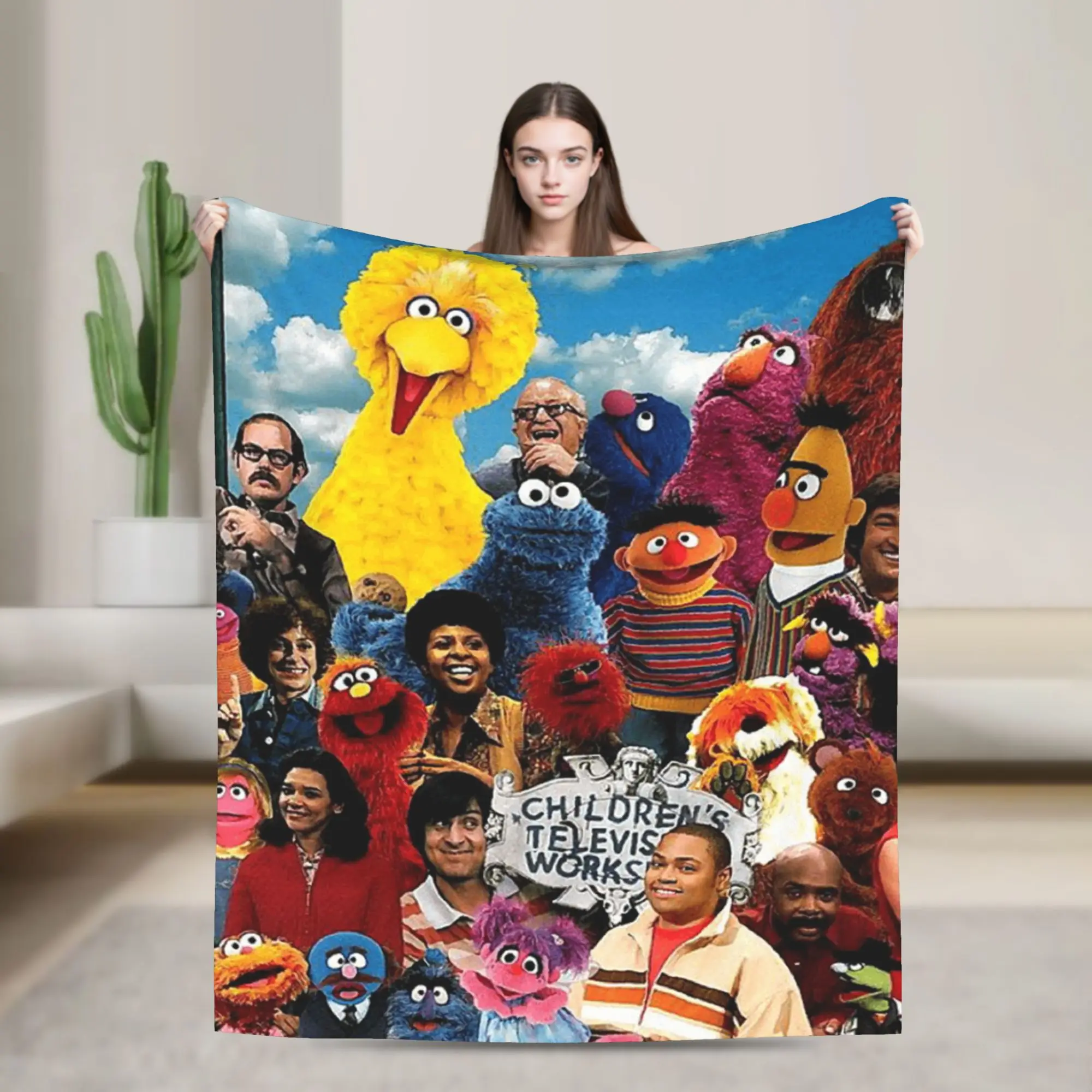 Sesames Streets Plush Blankets Kids  Flannel Throw Blanket For Couch Bed Warm Soft Custom Quality Bedspread Gift Idea