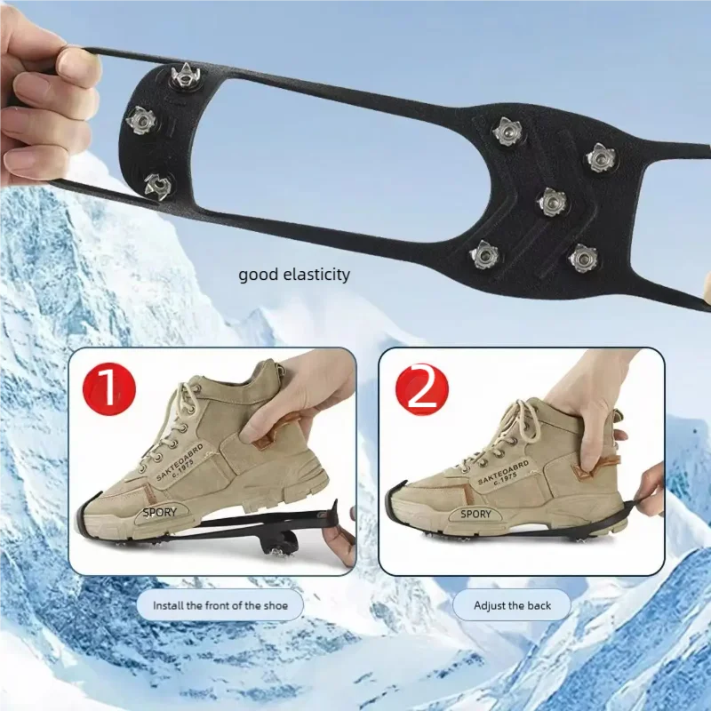 Youpin 8 dentes pinça de gelo pico para sapatos inverno antiderrapante caminhadas escalada de montanha gelo neve crampons anti-deslizamento sapato cobre