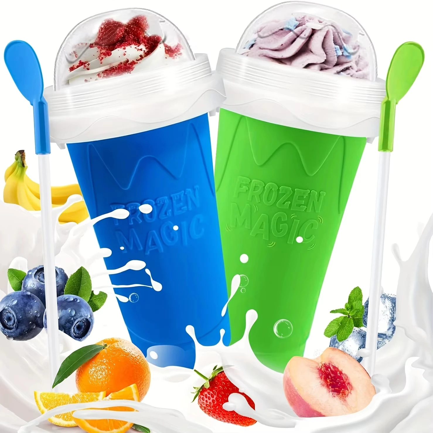 Creative Homemade Slushy Maker Cup with Straw DIY Magic Slushy Maker Squeeze Cup Fasting Cooling Portable Squeeze Slushie Cups