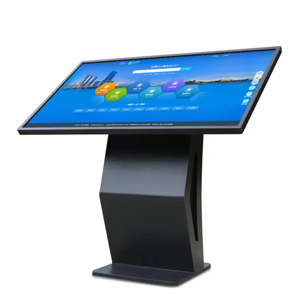 شاشة LCD تعمل باللمس 55 بوصة كشك لافتات رقمية تفاعلية أفقية شاشة ذكية تعمل باللمس إعلان فيديو متعدد الوسائط