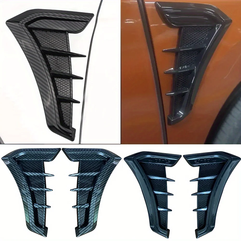 

2Pcs Universal Car High-Quality ABS Glossy Carbon Fiber Pattern Black Modified Anti-Scratch Winglet Bumper Fender Trim Vent