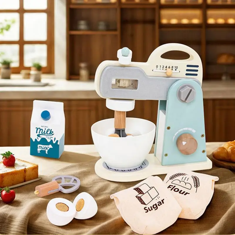 Speelgoedblender Fantasiespel Mixer Houten keukenspeelset Accessoires Fantasiespel Speelgoed voor peuter Meisjes Jongens Baby Kinderen van 3-5 jaar