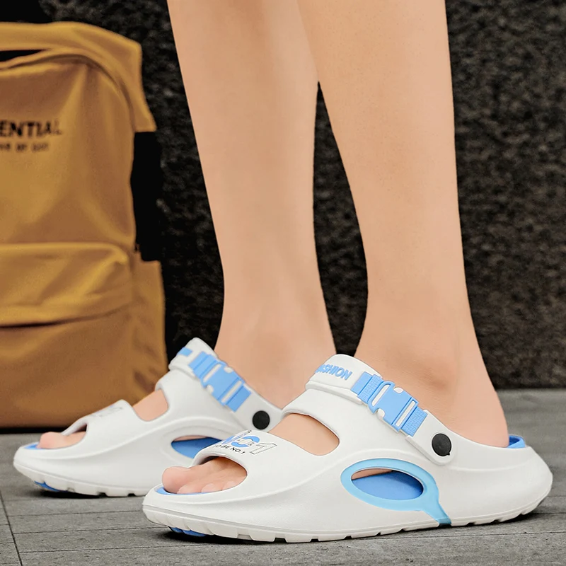 

Летние мужские тапочки, большие размеры, мягкие, удобные, противоскользящие, быстросохнущие, повседневные пляжные сандалии для дома, новый стиль