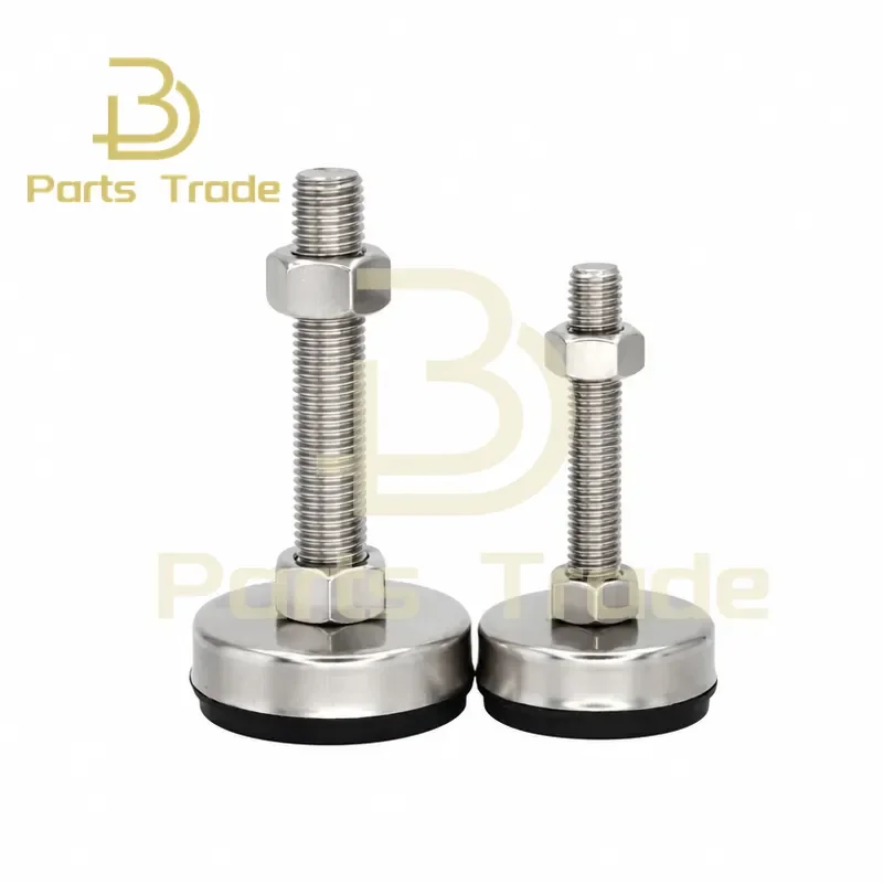 4Pcs Stainless Steel Adjustable Furniture Feet M8 M10 M12 M14 Threaded Rubber Anti-Slip Damping Guard Glide Pad for Cabinet