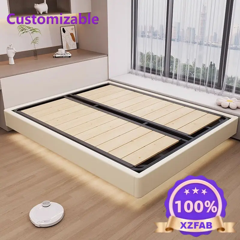 Factory Direct 2026 No bedside suspension box Modern simple double bed tatami