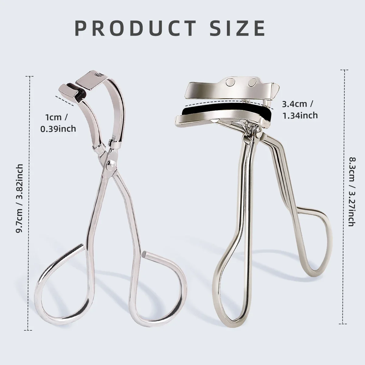 مجموعة أدوات تجعيد الرموش المحمولة، أداة تجعيد الرموش المصنوعة من الفولاذ المقاوم للصدأ ذات الزاوية الواسعة، وتجعيد الرموش وتمديدها #2