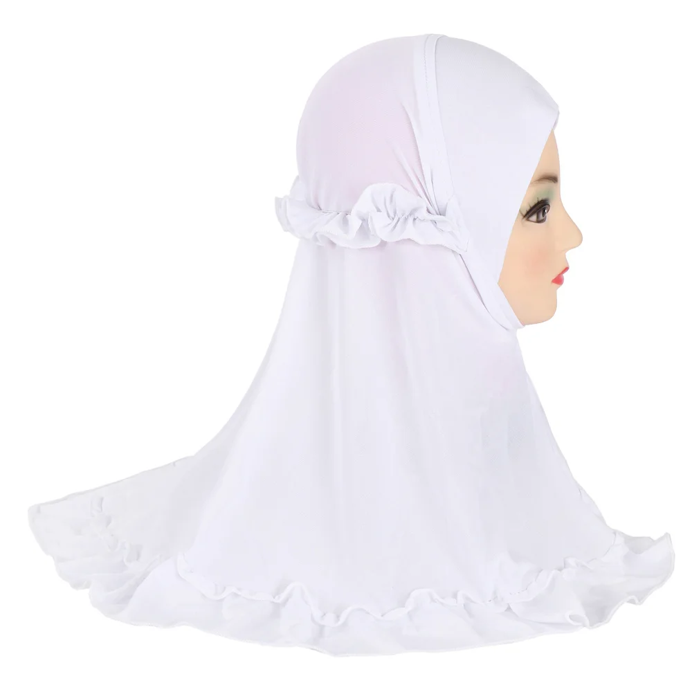 New Sweet Girl Hijab Cap Scarf Kids Jersey Khimar Islam Turban Muslim Modest Cute Baby Bonnet Hijabs for 2-6 Years Old