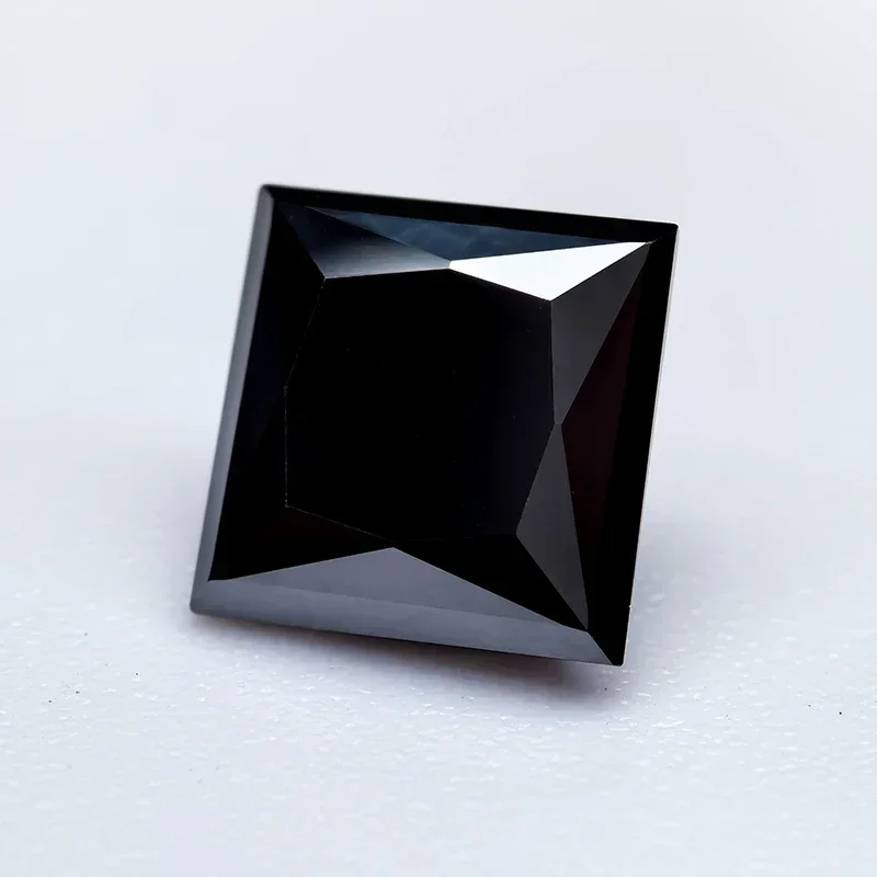 Moissanite Stone Black Color Princess Cut Lab Grown Diamond for Charms DIY Jewelry Making Materials with GRA Certificate