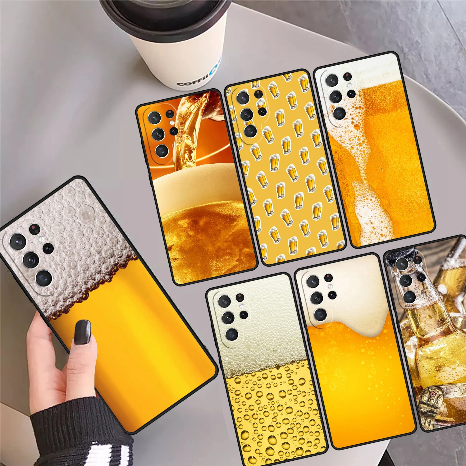 Beer Mug Beer Bubbles Phone Case Cover Coque For Samsung Galaxy S24 Ultra 23 S22 Plus S21 FE S20 S8 S9 S10 Note 10 Pro Note 20