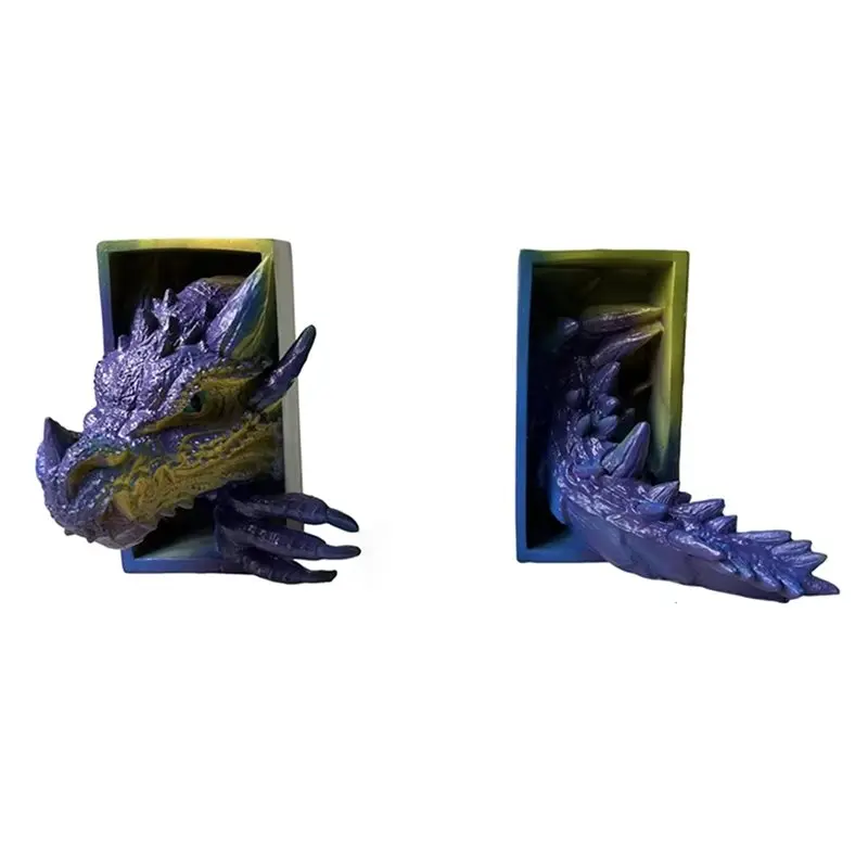 

VEHO-2Pc Украшение книжной полки Подставка для книг в форме дракона, Фэнтезийное украшение, Украшения для украшения дома, Подставка для книжной полки