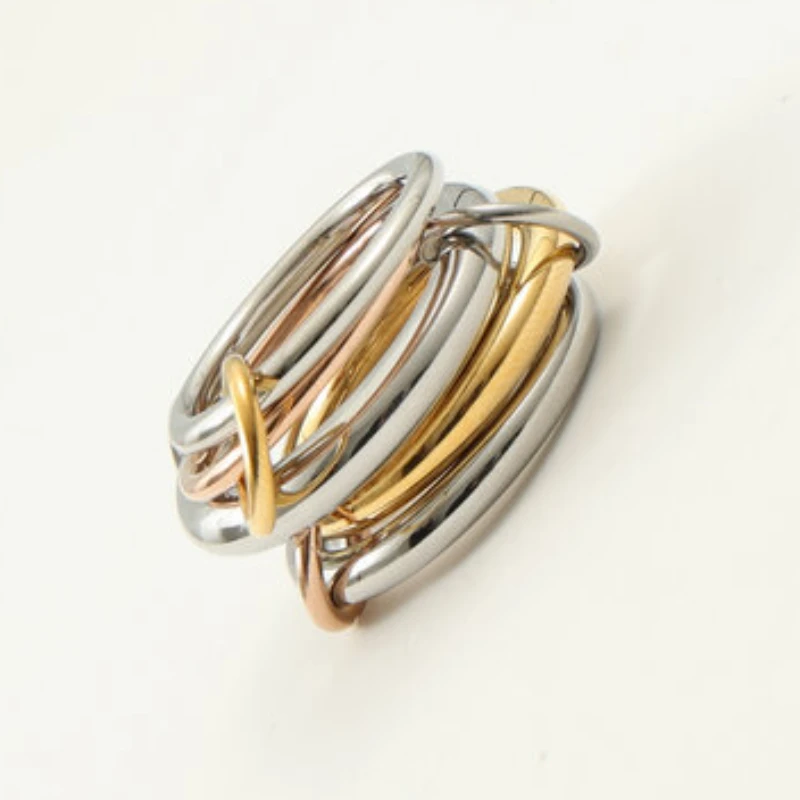 New Five-link Ring for Women Stainless Steel Ring Gold Plated Jewelry