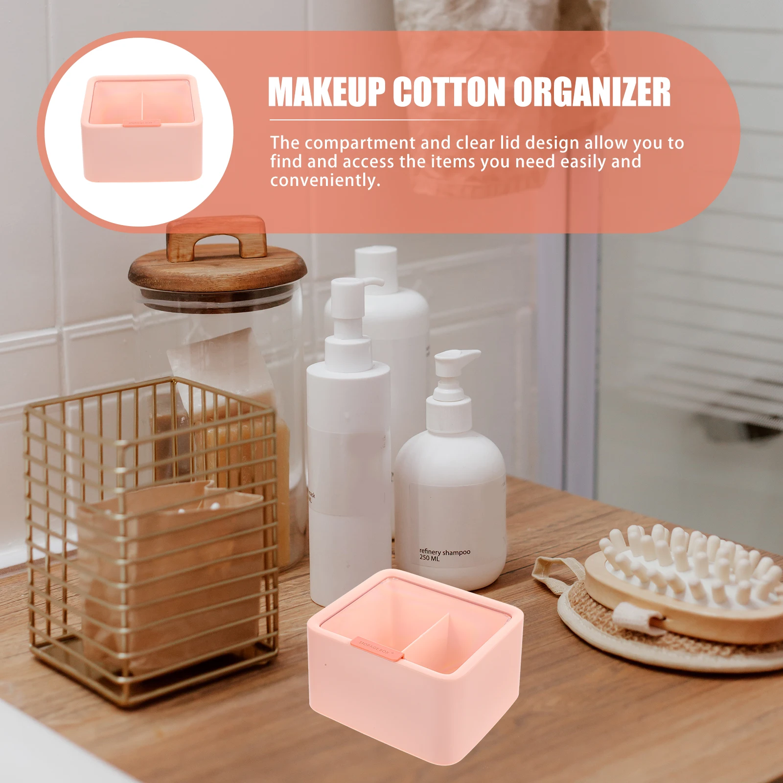 

Powder Puff Container Makeup Storage Box Cotton Pad Organizer for Bathroom Small Containers with Lid