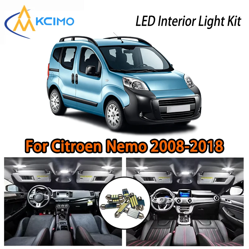 

White Ice blue LED Interior Lamp For Citroen Nemo 2008-2018, Super Bright Easy Install Atmosphere Lighting