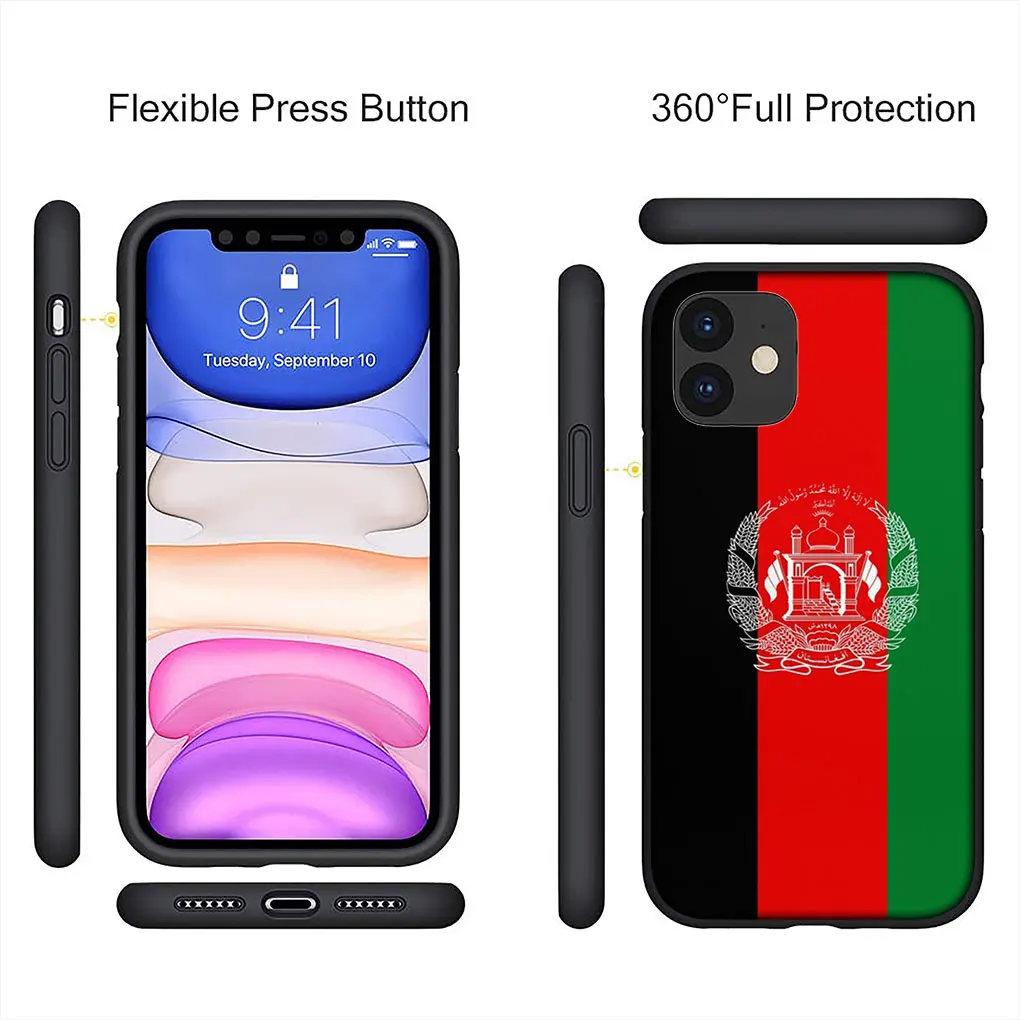 Afghan Afghanistan Flag Cover Phone Casing for iPhone 16 15 14 13 12 Pro X XR XS Max 8 7 Plus + 15+ SE Soft Case