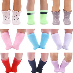 Doll Solid Colors Socks For 18Inch American Doll&43Cm Reborn Baby Doll Clothing Accessories For Our Generation Girl's Toy Gifts