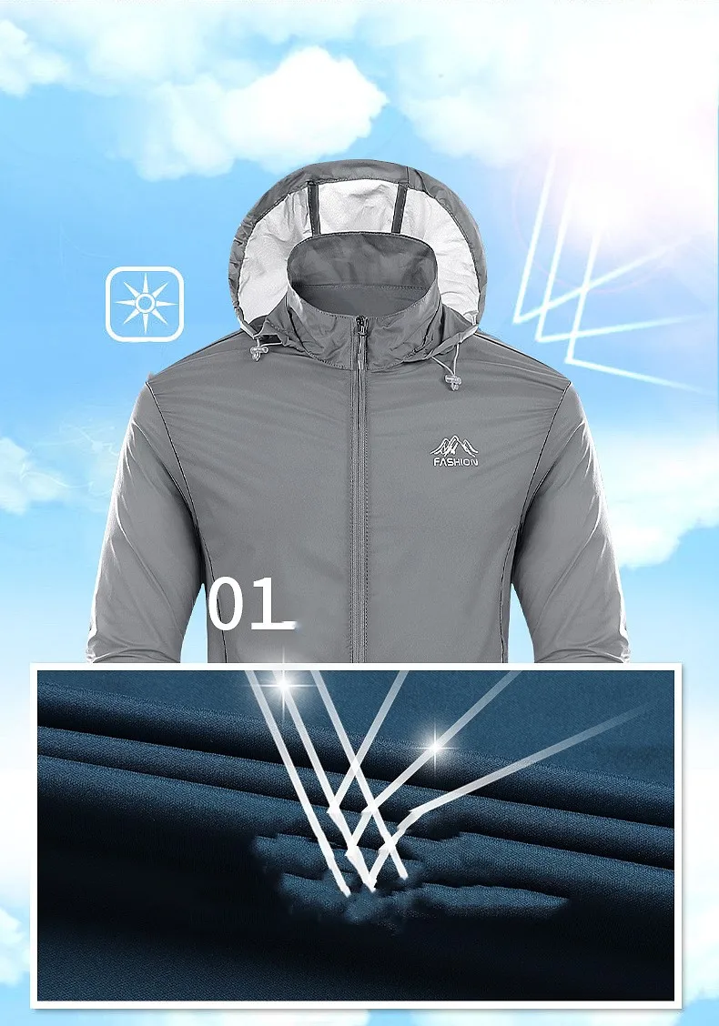 Veste de Protection solaire à séchage rapide pour hommes, coupe-vent, vêtement d'extérieur ultra-mince, pour cyclisme, course, Camping, chemise respirante