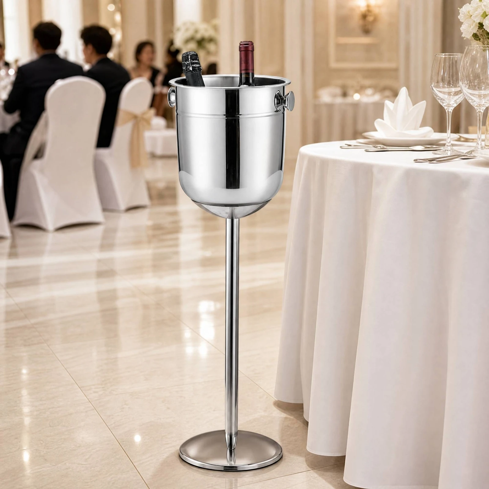 Stainless Steel Ice and Wine Vessel Multifunctional Stainless Steel Beverage Chiller Drink Cooler Polished Barware for KTV