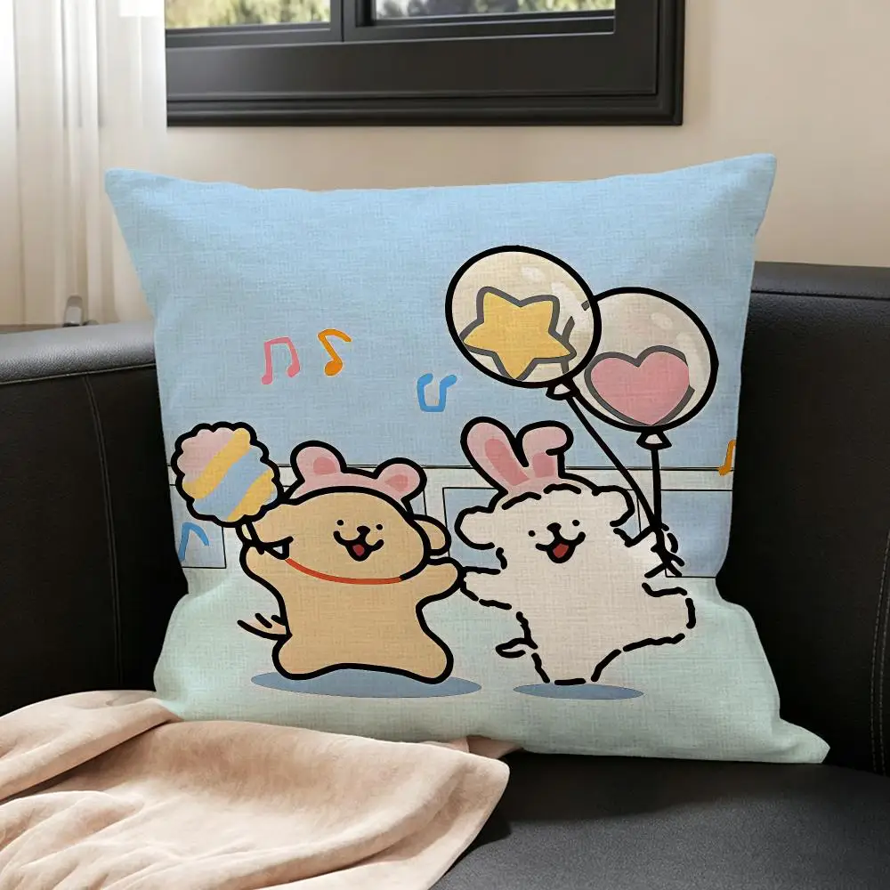 Character Malt & Jerry Cushion Cover Natural Linen Pillowcase Set, All-in-One Decor for Sofa, Bedroom & Chair