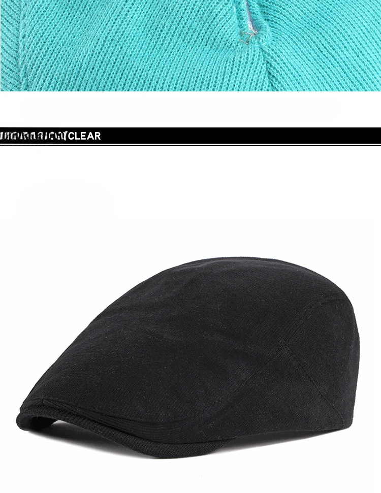 Herren Strick-Ivy-Flatcap, klassische einteilige Newsboy-Mütze, weiche, atmungsaktive, einfarbige Baskenmütze mit verstellbarem Snapback für – Detail 11