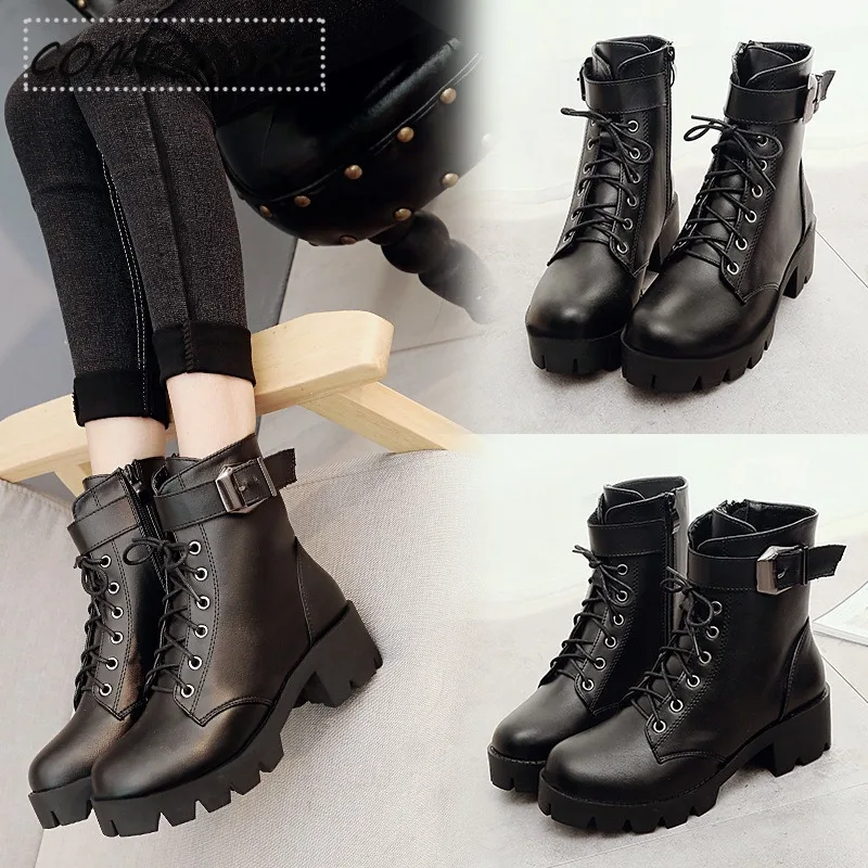 Women Boots Soft PU Leather Outdoor Shoes Motorcycle Street Outdoor Style Girls High Tube Boots Female Fashion Autumn Black Rome