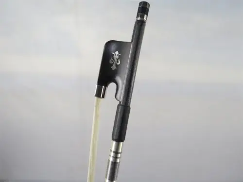 1Pcs round stick black plaid Carbon fiber CELLO bow 4/4, fleur-de-lis frog 10203