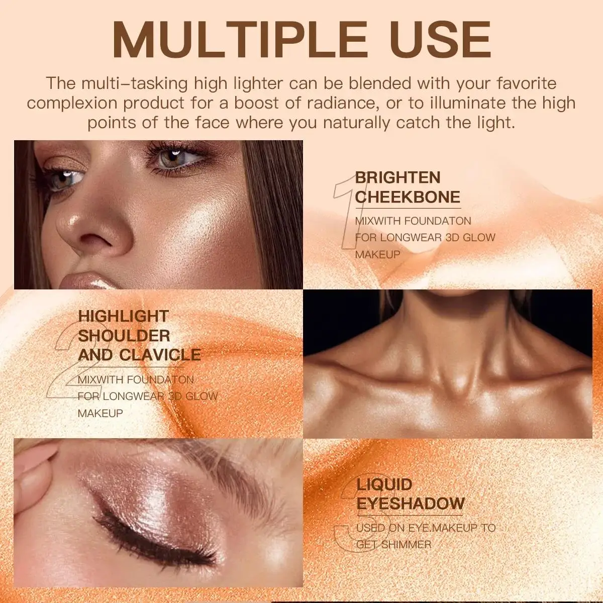 液体ハイライター顔輪郭メイクアップシマー明るく保湿ボディと頬骨エンハンサー