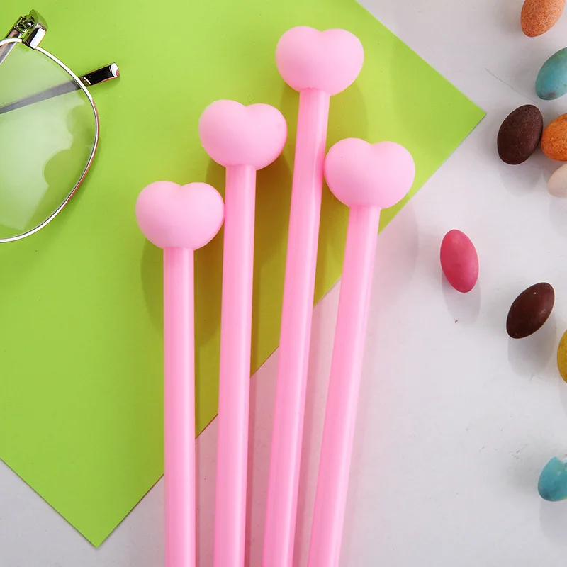10Pcs/Lot Kawaii LOVE Heart Gel Pen 0.5mm Black Ink Student Writing Pens Stationery Cute Kids School Office Supplies Stationary