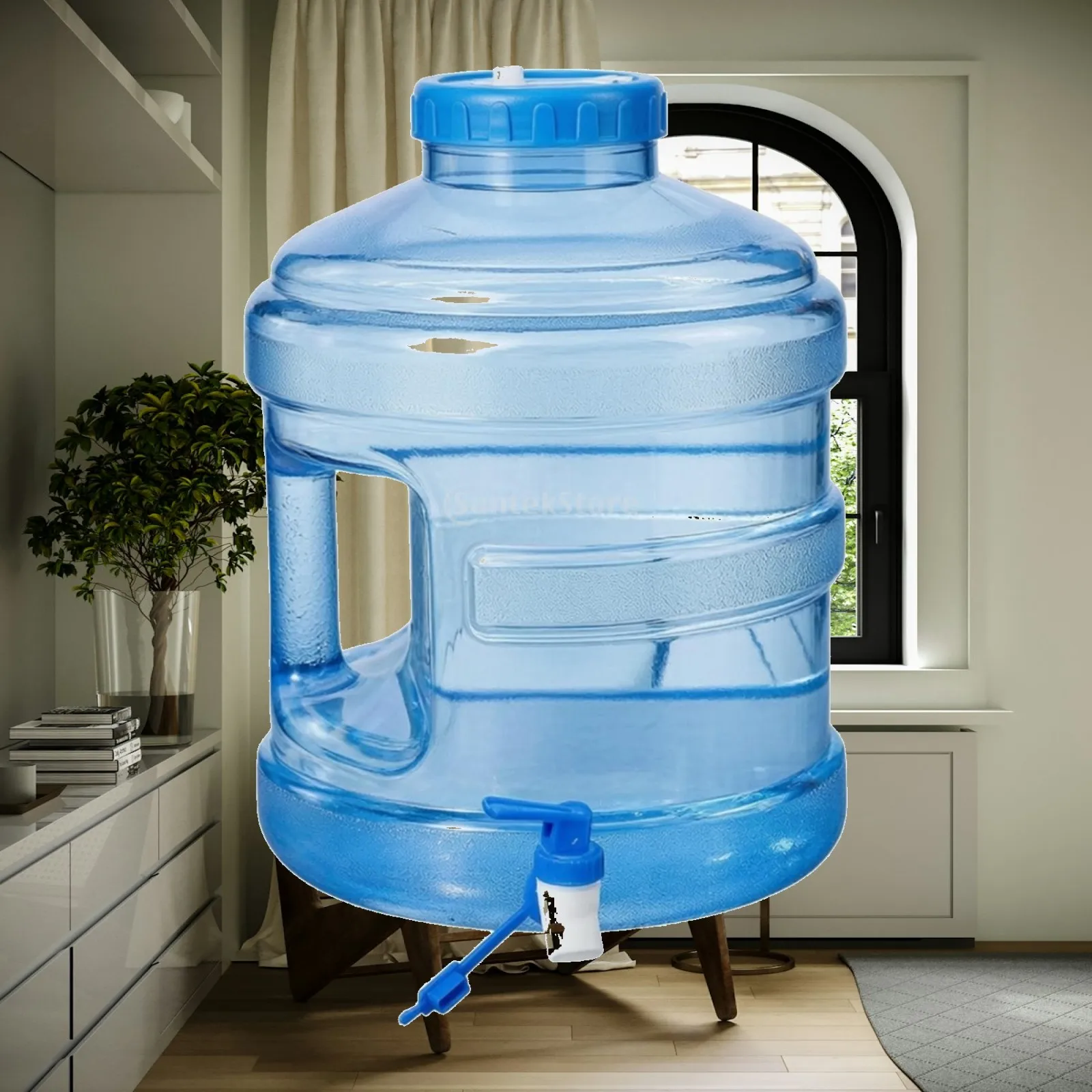 Water Container with Faucet Wide-Mouth Water Jug with Tap Transparent for Campers, Outdoor Activities, Emergency Storage