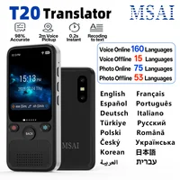 Traductor de idiomas MSAI T20 160 con cámara Audio de voz en tiempo Real foto en línea dispositivo de traducción sin conexión asistente de viaje
