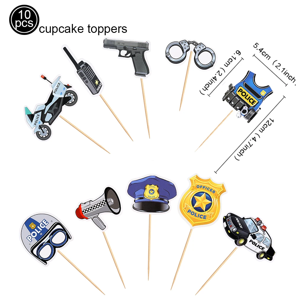 Polizei Party Kuchen Dekoration alles Gute zum Geburtstag Kuchen Topper Polizei LKW geformt Cupcake Topper Kinder Junge Geburtstag Thema Party Geschenk – Detail 3