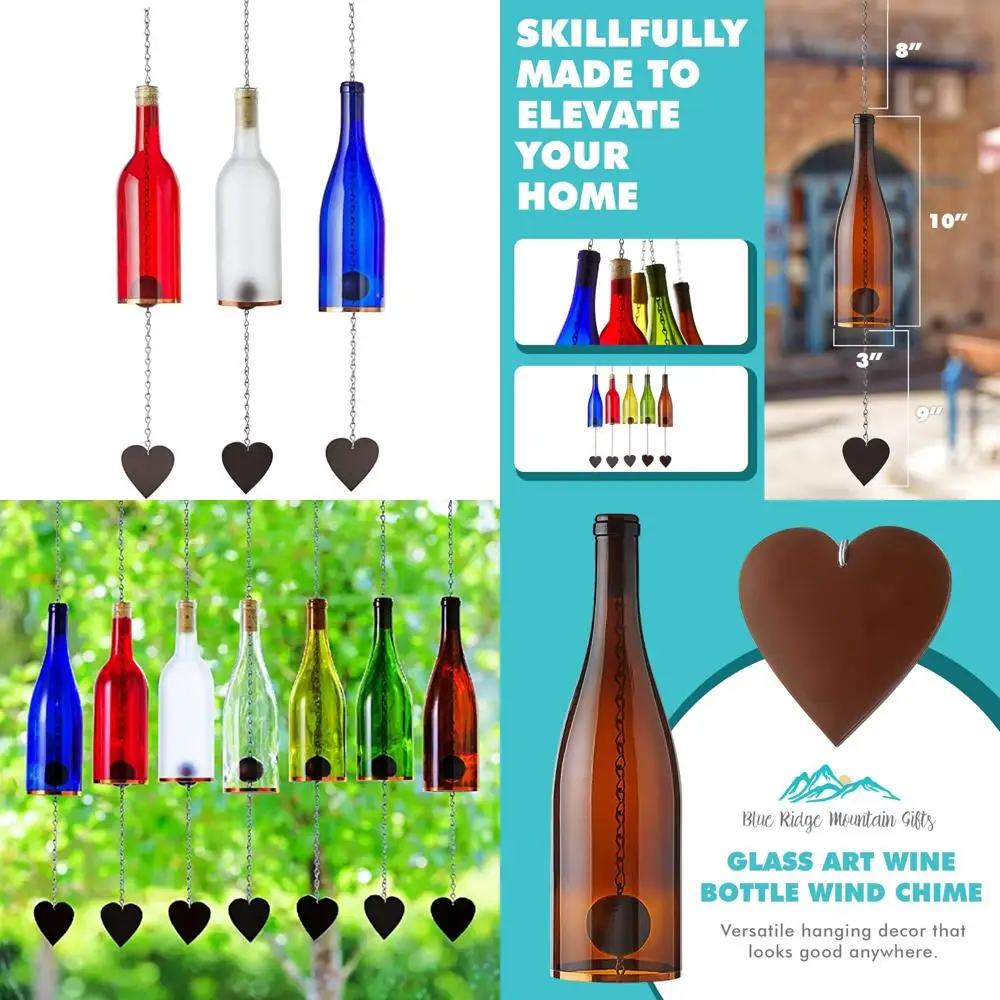 

колокольчик ручной работы в бутылке вина - декор для улицы и помещения, элегантный стеклянный колокольчик