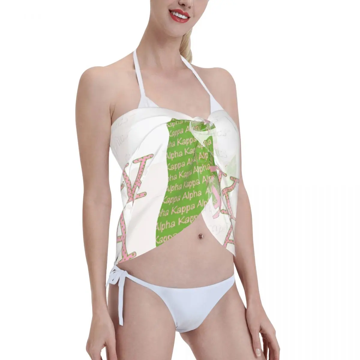 AKA Sorority – paréo court personnalisé pour femmes, enveloppe de plage imprimée en 3D, pour maillots de bain, robe portefeuille pour Bikini, Cover-up pour maillot de bain