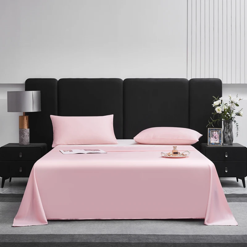 

Home Top Sheet,Pink Silky Soft Breathable Lyocell Fiber Flat Sheet,274*259cm*1pc Us King Big Size Gril Bed Linens Four Season