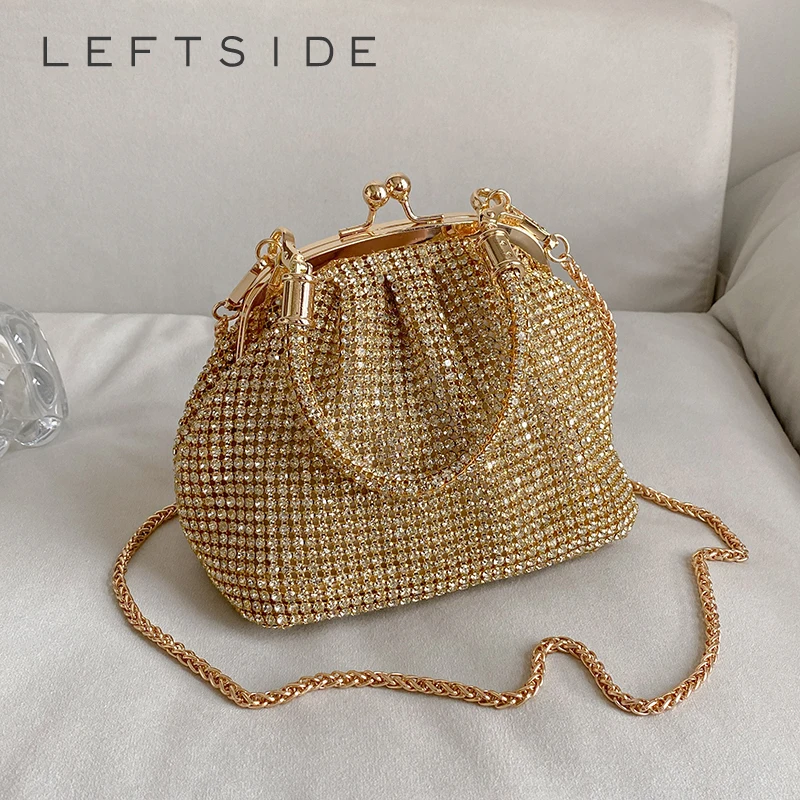 

LEFTSIDE Mini Diamonds Design Shoulder Bags for Women 2025 Y2K Fashion Designer Evening Party Crossbody Bag Handbags and Purses