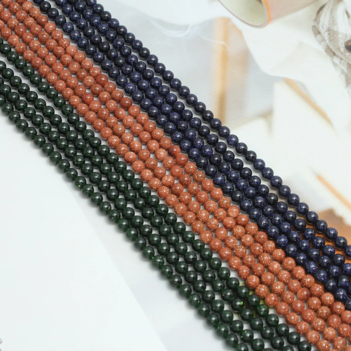 Semi-precious stone multi-specification beads, golden sandstone, multi-color glossy beads, handmade DIY jewelry accessories