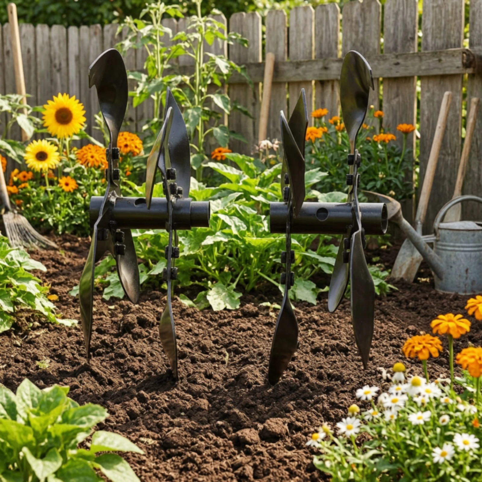 Soil Tilling Cultivator - 토양 경작용 부착 장치, 검은색 금속으로