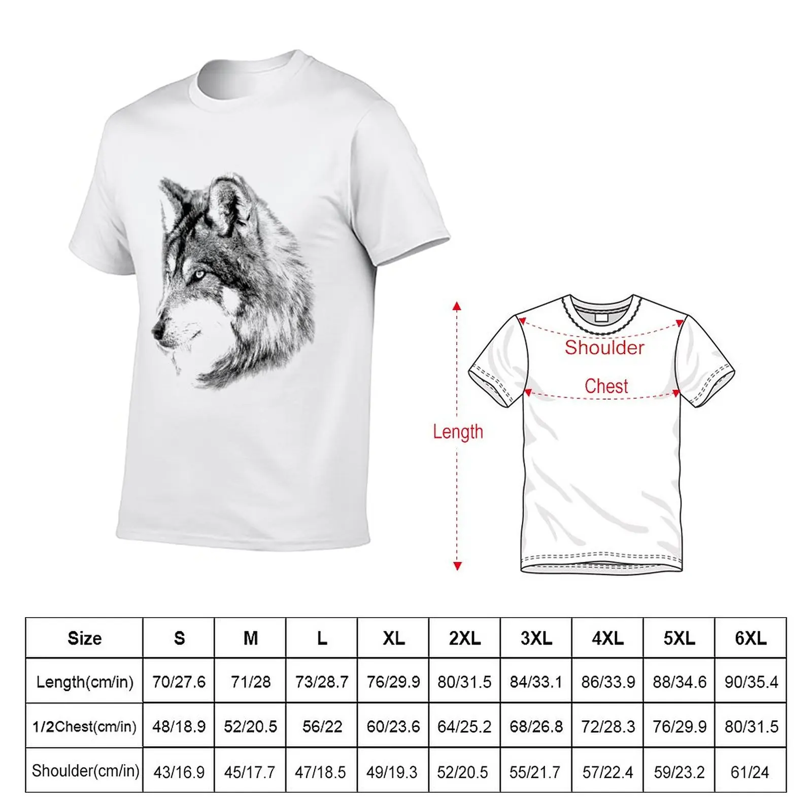 New Wolf Face. Majestic Wolf Gazes Into The Distance. T-Shirt tops graphic t shirts t shirts for men graphic