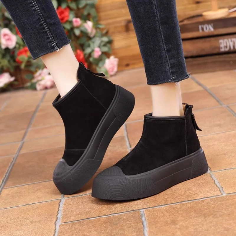 

Women's Autumn/Winter Retro Height-Increasing Ankle Boots - Suede Chunky Sole Chelsea Boots, Platform Versatile Women's Boots