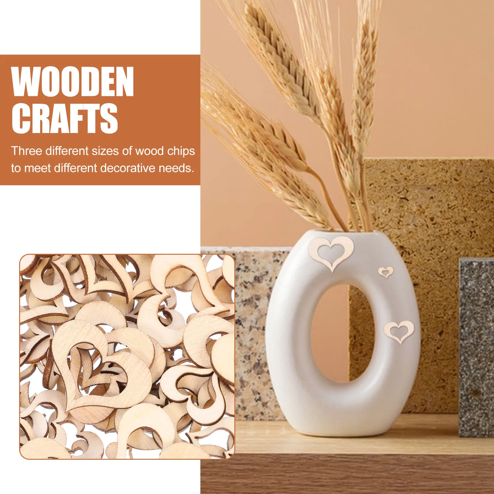 

Heart Shaped Wood Cutouts Unfinished Natural Wooden Crafts DIY Painting Decoration Embossing Dyeing Stickers Graffiti Tags