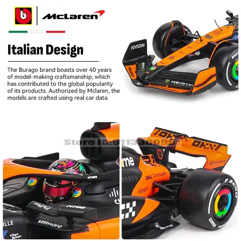 Bburago 1:24 2024 McLaren F1 4 # Lando Norris 81 # Oscar Piastri Precisionsmodellbil Gjuten modell Samling Presentleksak 10 best sales F1 McLaren - №2