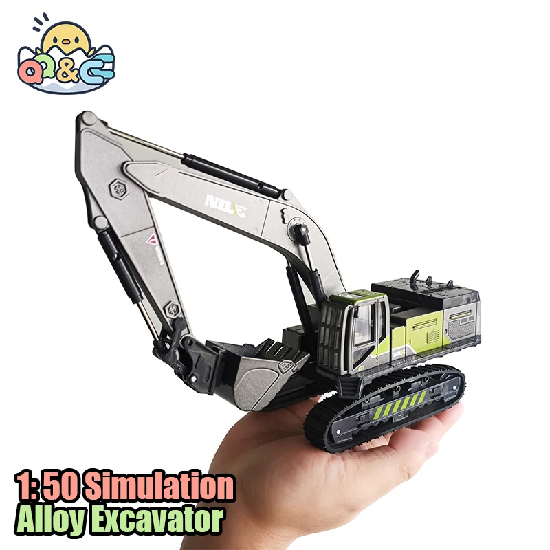 1: 50 Simulation Alloy Head Children\'s Engineering Vehicle Toy Excavator Crane Car Model Toys for Boy Kids Birthday Gift