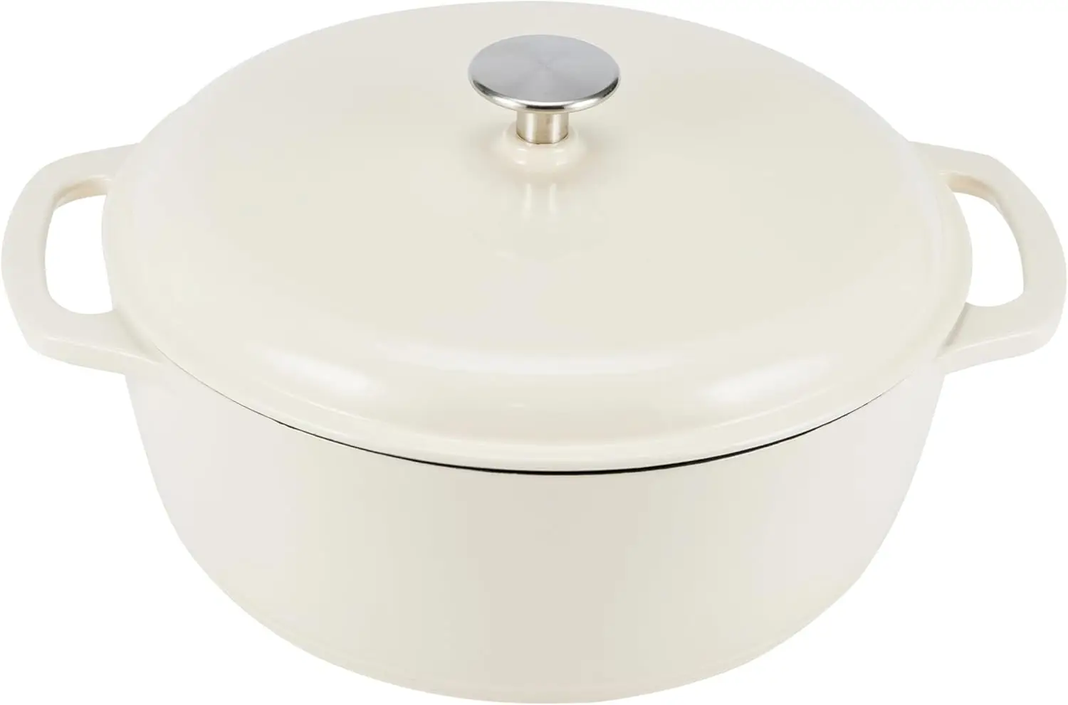 

Enameled Cast Iron Round Dutch Oven with Lid and Dual Handles, Heavy-Duty, 6-Quart, White