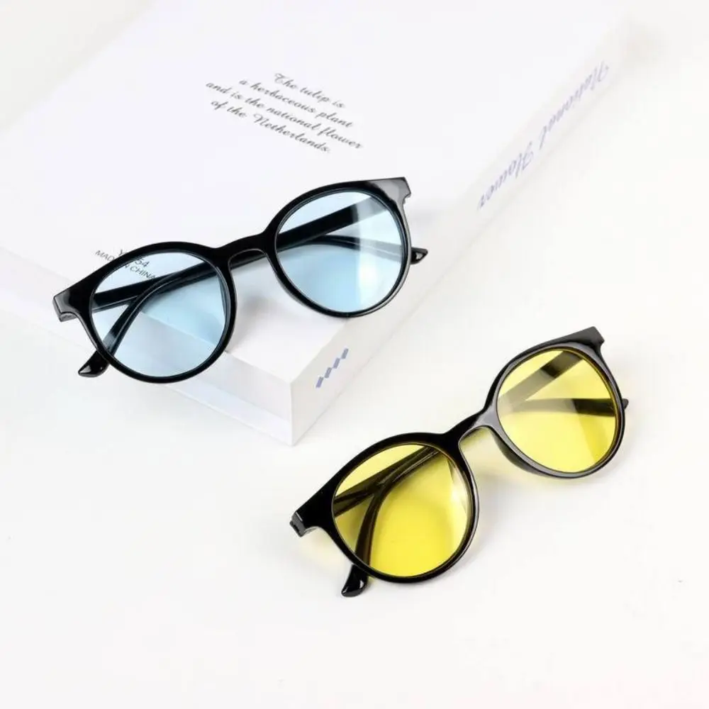 Plastic Kids Sunglasses Round Frame Ultraviolet-Proof Transparent Frame Sunglasses Shades Sun Protection Eyewear for Unisex