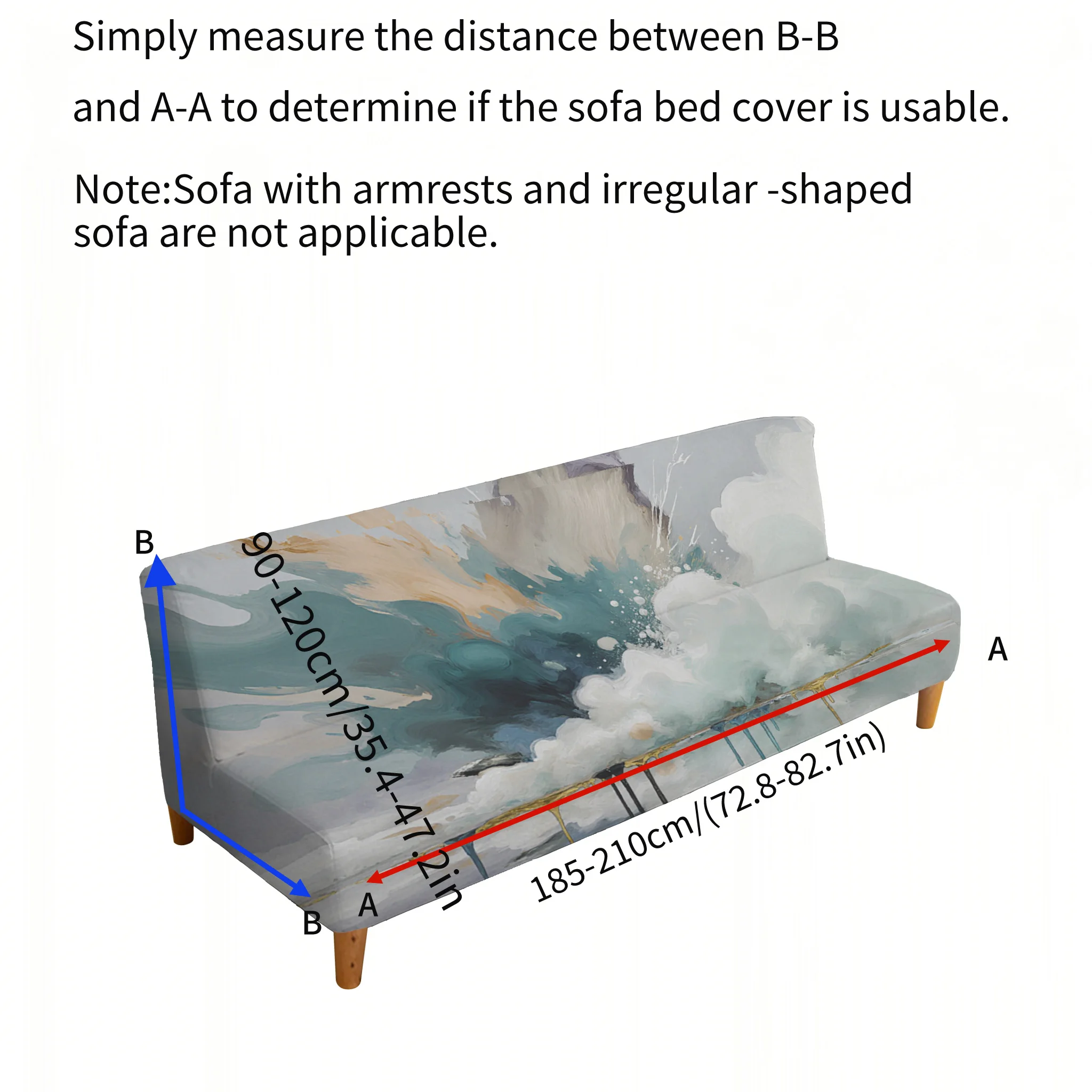 Art fluid ink splashing elastic sofa bed cover, living room sofa bed cover, dustproof machine washable sofa bed cover